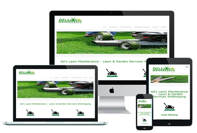 Ads Lawn Maintenance website on desktop, tablet and phone